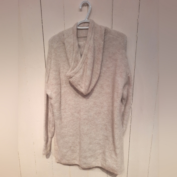 H&M xs beige melange rib knit hoodie - Picture 4 of 4